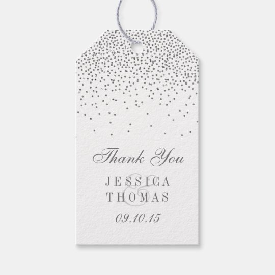 vintage glam silver confetti wedding gift tags zazzle com