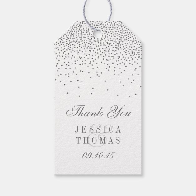Vintage Glam Silver Confetti Wedding Gift Tags