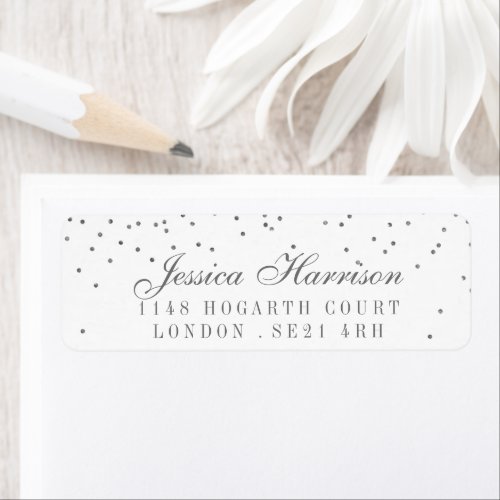 Vintage Glam Silver Confetti Wedding Labels