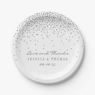 Wedding Paper Plates Tropical Papers Vintage Glam Silver Confetti Wedding Paper Plates