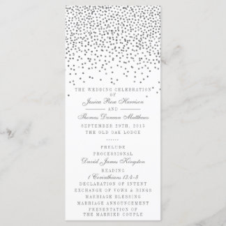 Vintage Glam Silver Confetti Wedding Program Cards