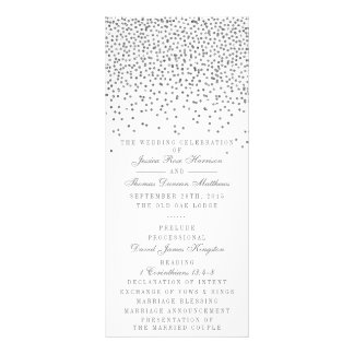 Vintage Glam Silver Confetti Wedding Program Cards