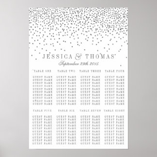 Vintage Glam Silver Confetti Wedding Seating Chart Poster
