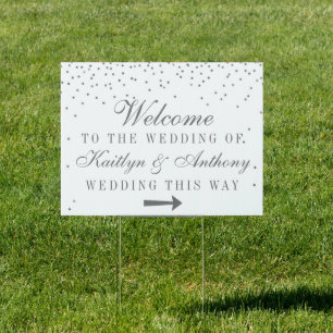 Vintage Glam Silver Confetti Wedding Sign