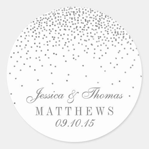 Vintage Glam Silver Confetti Wedding Stickers