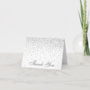 Vintage Glam Silver Confetti Wedding Thank You