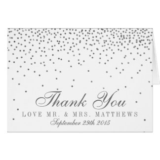 Vintage Glam Silver Confetti Wedding Thank You Card