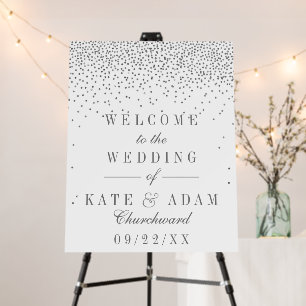 Vintage Glam Silver Confetti Wedding Welcome Sign