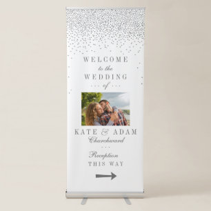 Vintage Glam Silver Confetti Wedding Welcome Sign