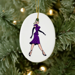 Vintage Glamor Girl, Retro Blond Secretary Ceramic Ornament