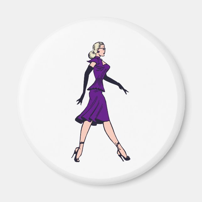 Vintage Glamor Girl, Retro Blond Secretary Magnet (Front)