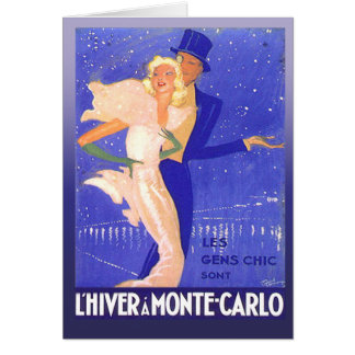 Vintage Glamorous Black Tie Couple in Monte Carlo Cards