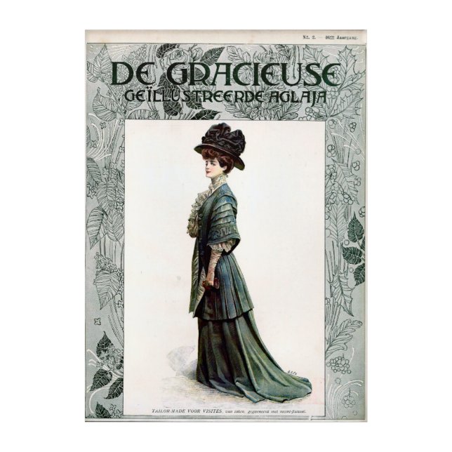 Vintage Glamorous Lady Fashion Illustration   Acrylic Print (Front)