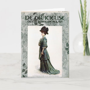 Vintage Glamorous Lady Fashion Illustration Card