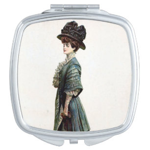Vintage Glamorous Lady Fashion Illustration   Compact Mirror