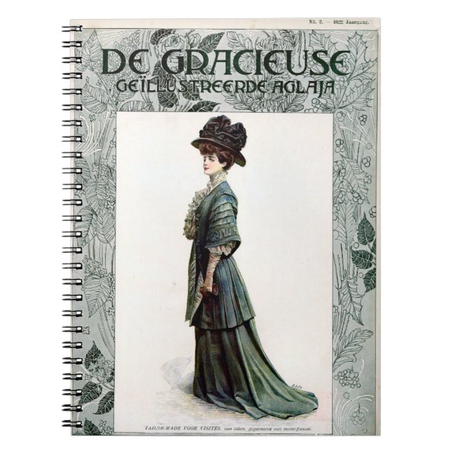 Vintage Glamorous Lady Fashion Illustration   Notebook (Front)