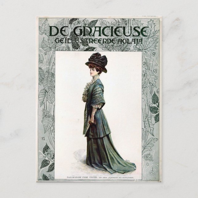 Vintage Glamorous Lady Fashion Illustration    Postcard (Front)