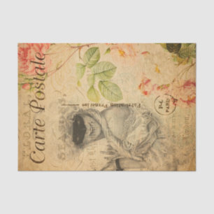 Vintage Glamorous Lady Woman with Mask French Tissue Paper