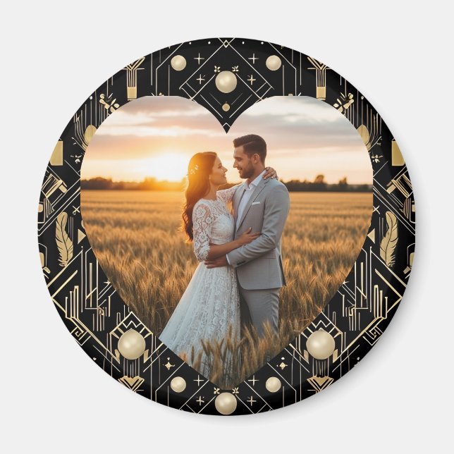 Vintage Glamour Art Deco Wedding Magnet (Front)