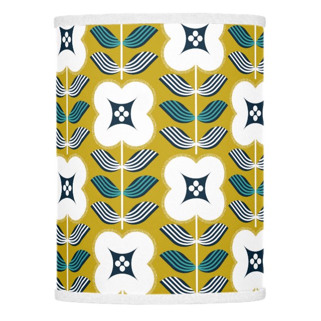 Vintage glamour flower - yellow and blue lamp shade (Front)