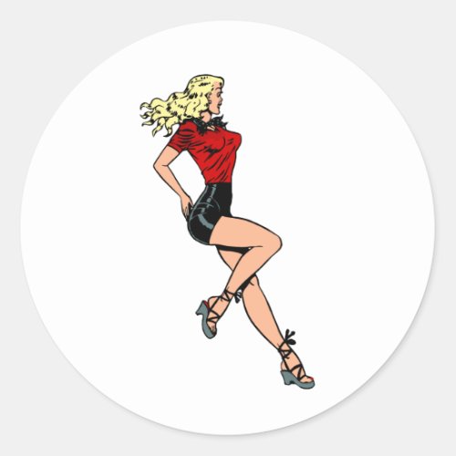 Vintage Glamour Girl Next Door Blond Blombshell Classic Round Sticker