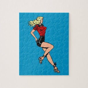 Vintage Glamour Girl Next Door, Blonde Blombshell Jigsaw Puzzle