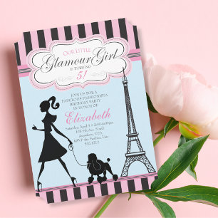 Vintage Glamour Girl Paris Birthday Invitation