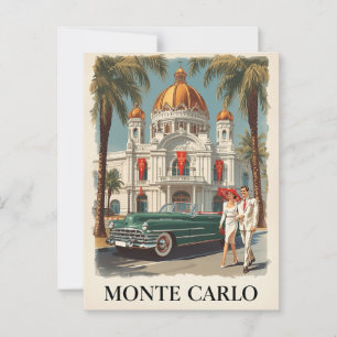 Vintage Glamour of Monte Carlo Travel Postcard