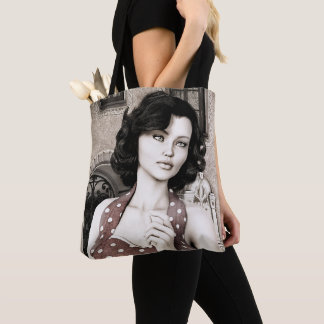 Vintage Glamour Woman Portrait Art Tote Bag