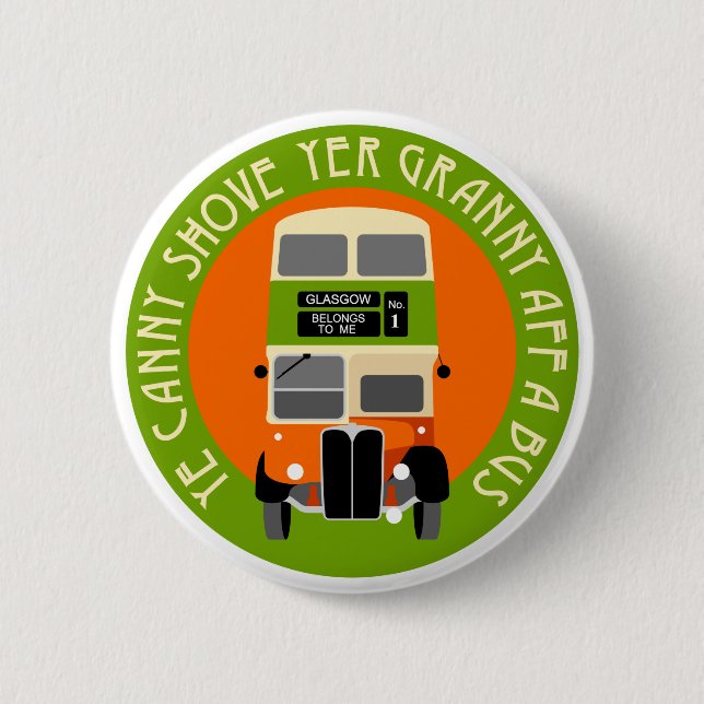 Vintage Glasgow Double-decker Bus Badge Button (Front)