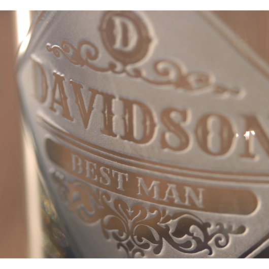 Vintage Glass Best Man Pocket Flask (Detail)