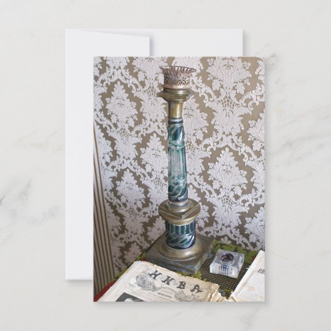 Vintage glass candleholder announcement (Front)