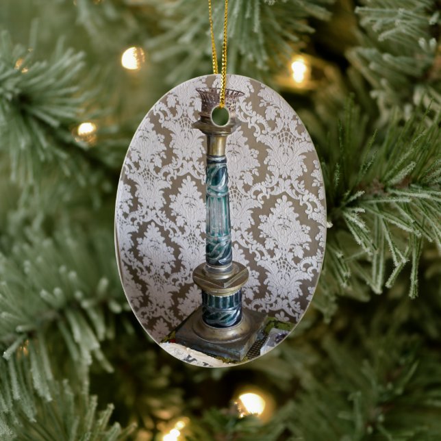 Vintage glass candleholder ceramic ornament (Tree)