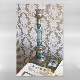 Vintage glass candleholder magnetic dry erase sheet