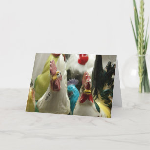 Vintage Glass Chickens All Occasions  Card