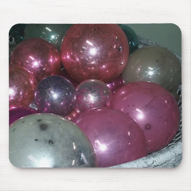 Vintage Glass Christmas Ornaments Still Life Mouse Pad (Front)
