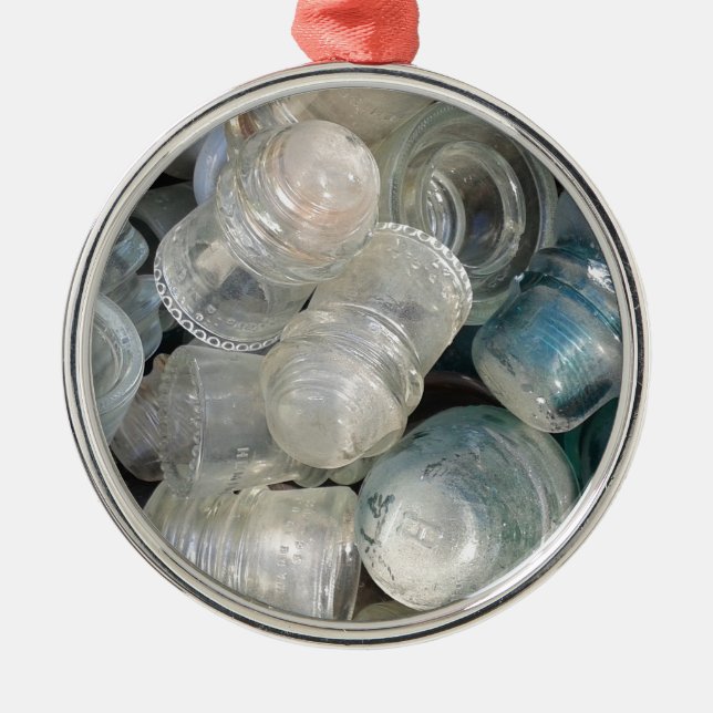 Vintage Glass Insulators Metal Ornament (Front)