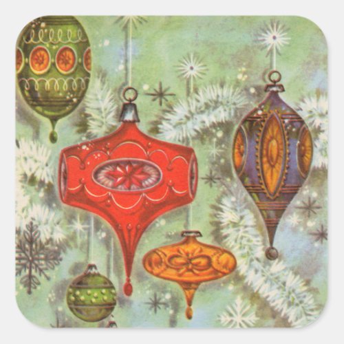 Vintage Glass Ornaments Square Sticker