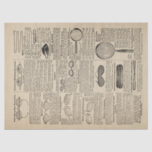 Vintage Glasses Catalog Page Decoupage Tissue Paper