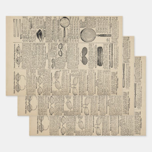 Vintage Glasses Catalog Page Wrapping Paper Sheets