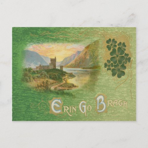 Vintage Glenveigh Castle Shamrocks St Patricks Postcard