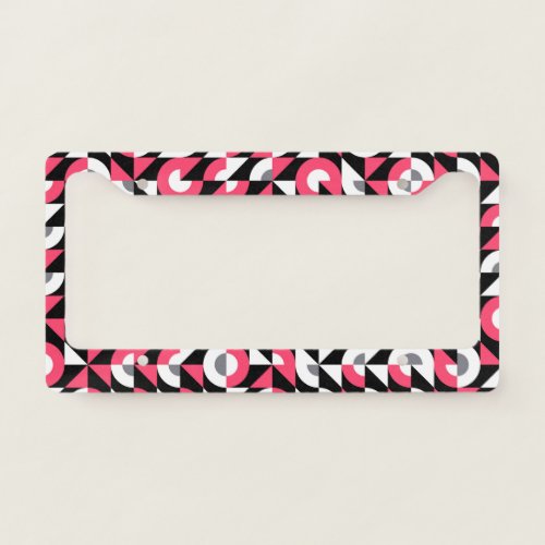 Vintage Glitch Geometric Abstract Pattern License Plate Frame
