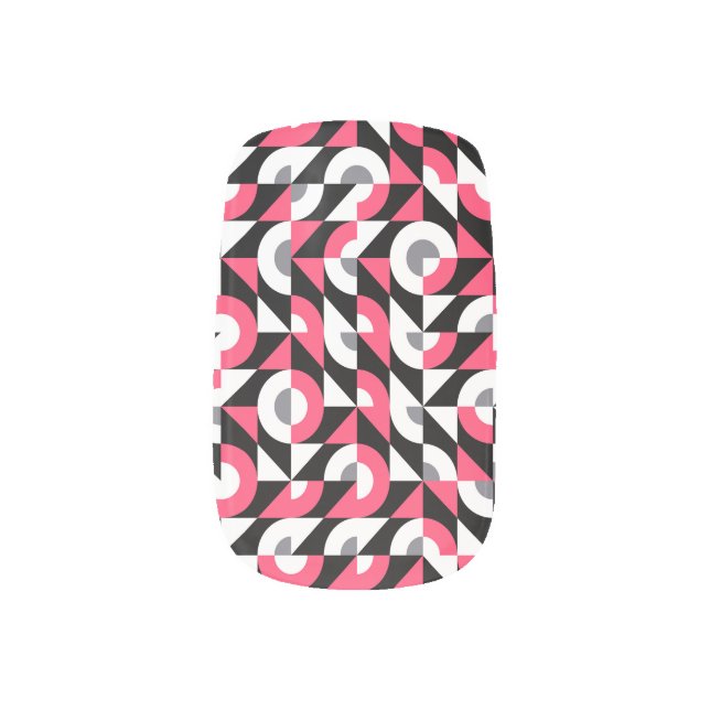 Vintage Glitch: Geometric Abstract Pattern Minx Nail Art (Left Thumb)
