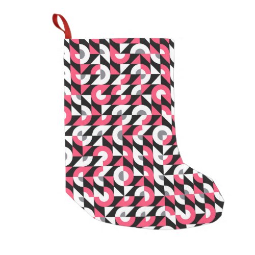 Vintage Glitch Geometric Abstract Pattern Small Christmas Stocking