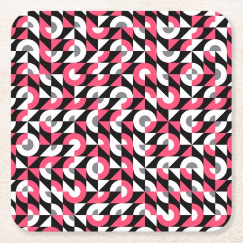 Vintage Glitch Geometric Abstract Pattern Square Paper Coaster