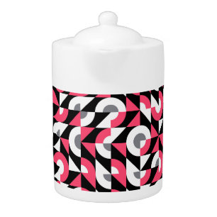 Vintage Glitch: Geometric Abstract Pattern Teapot