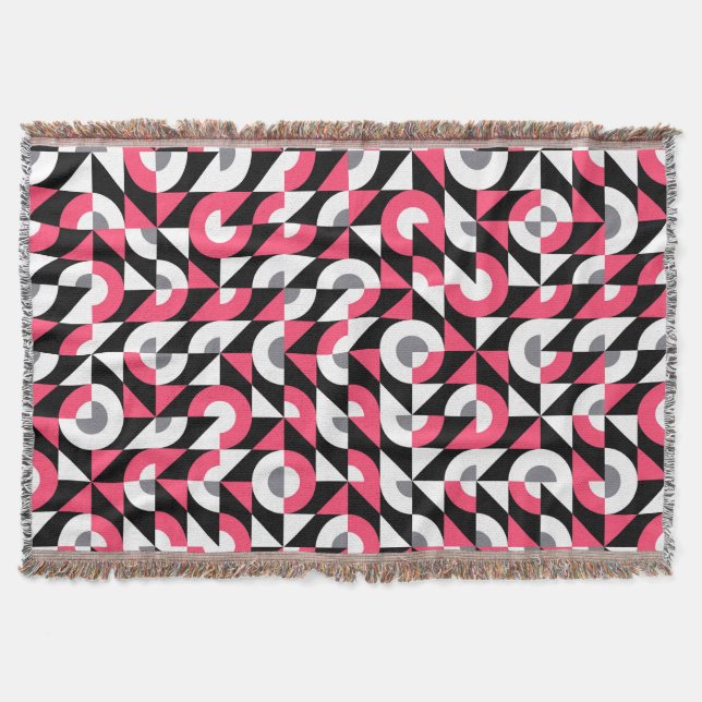 Vintage Glitch: Geometric Abstract Pattern Throw Blanket (Front)