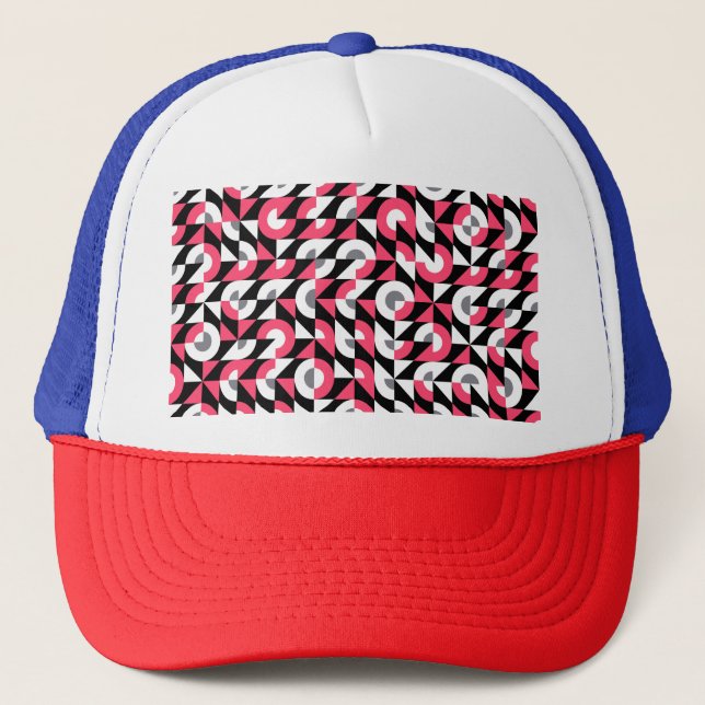 Vintage Glitch: Geometric Abstract Pattern Trucker Hat (Front)
