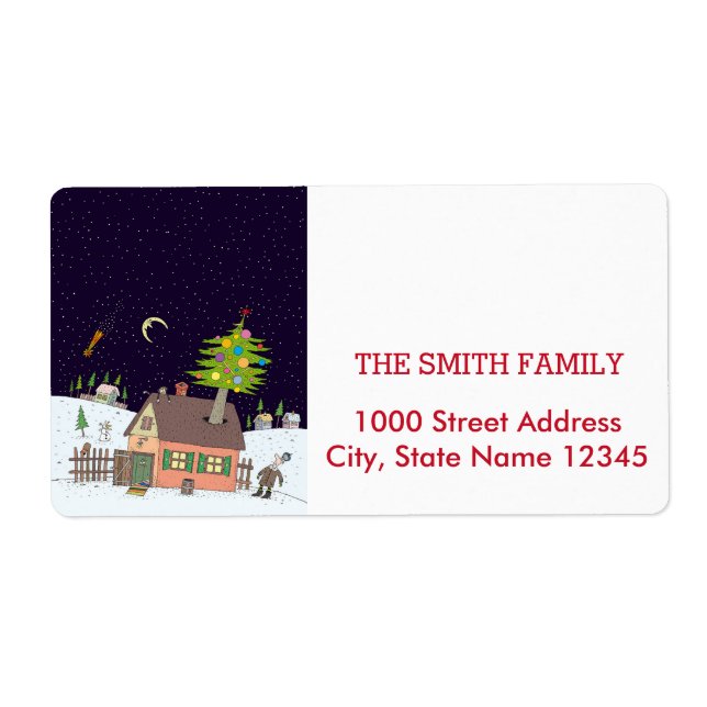 Vintage Glitter Christmas Holiday Label (Front)