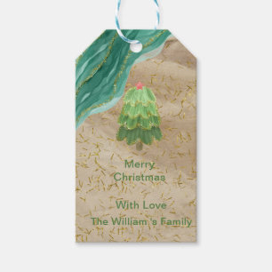 Vintage glitter Christmas tree Gift Tags